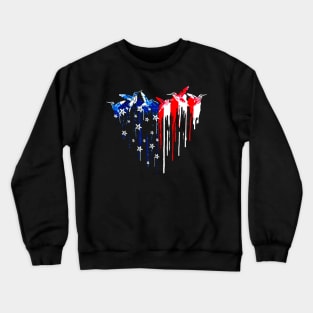 Hummingbird Heart American Flag Crewneck Sweatshirt